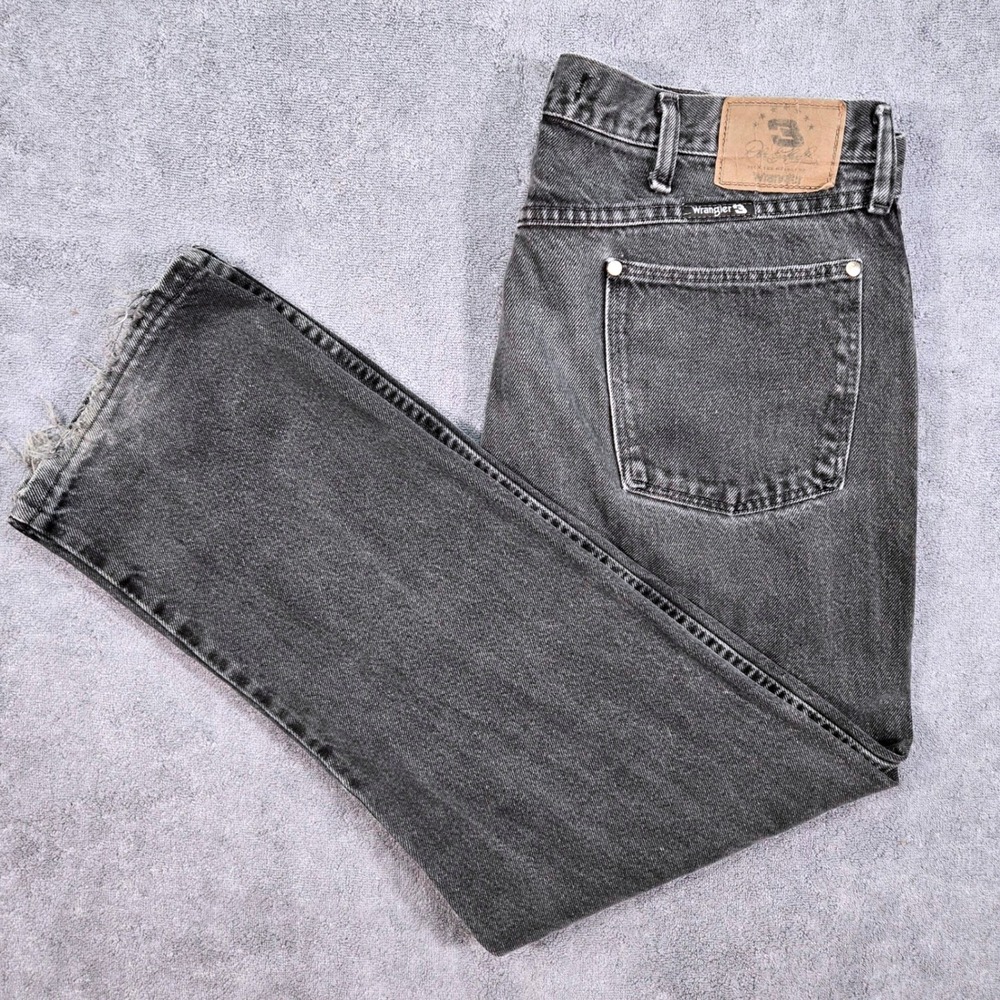 Wrangler Jeans Men 38x29 Black Good Dale Earnhardt Jr Racing Distressed 96DESCB